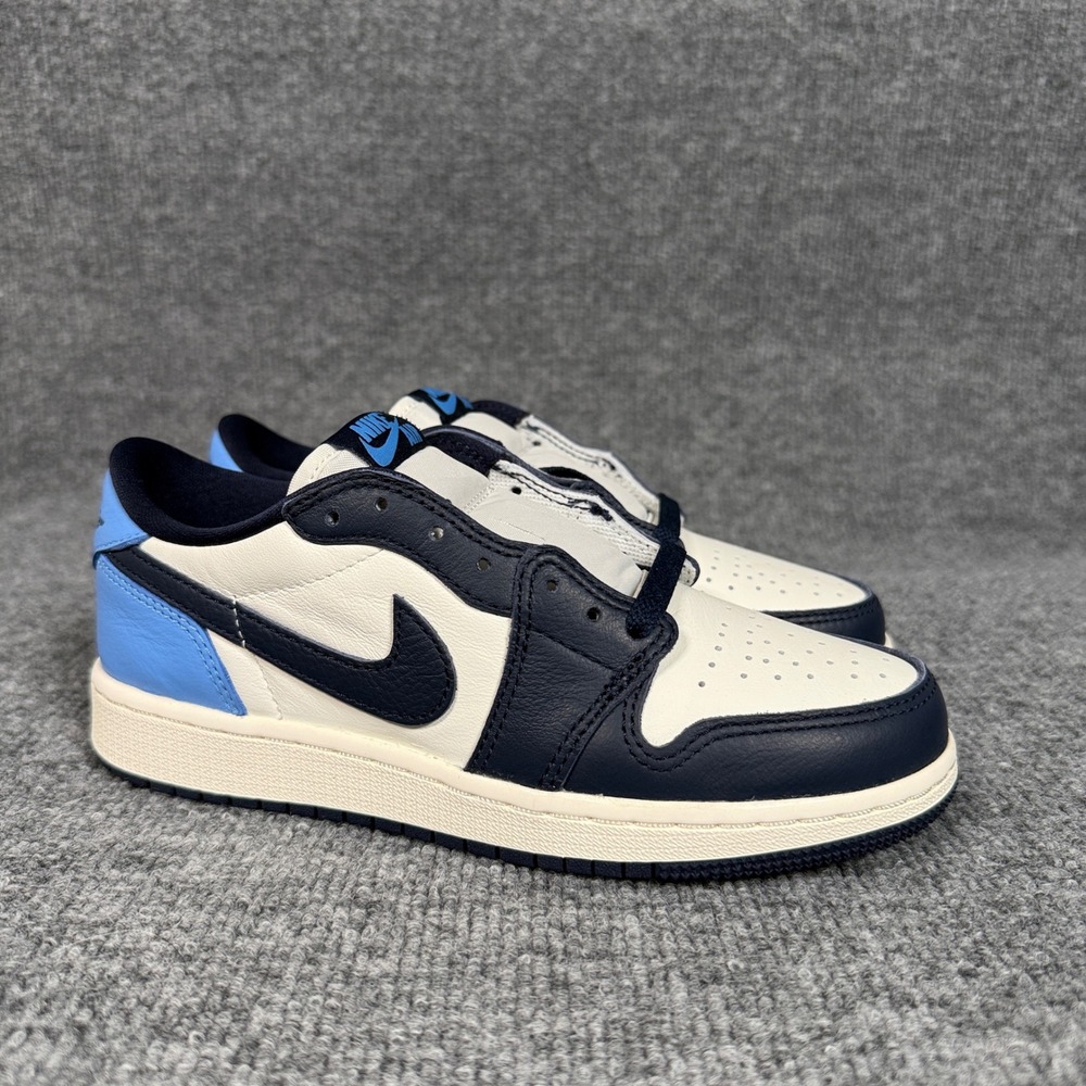 Nike Kids Youth 4 Air Jordan 1 Low‎ OG Obsidian Shoes Sneakers Blue White Black